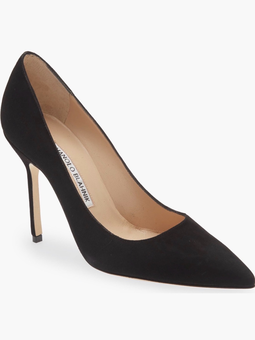 Manolo Blahnik Black Suede Pointed Toe Stiletto Pump